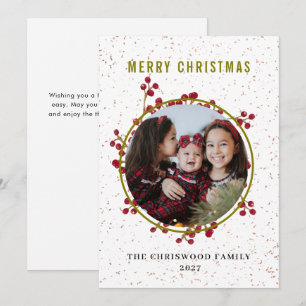 Moderne Botanische Weihnachtsgrüße Foto mit Tupfen Feiertagskarte