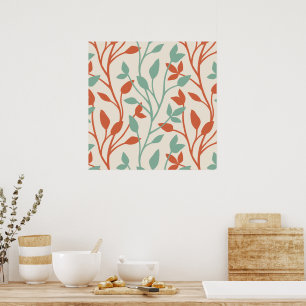 Moderne botanische Weinrankenmuster in Orange und Poster