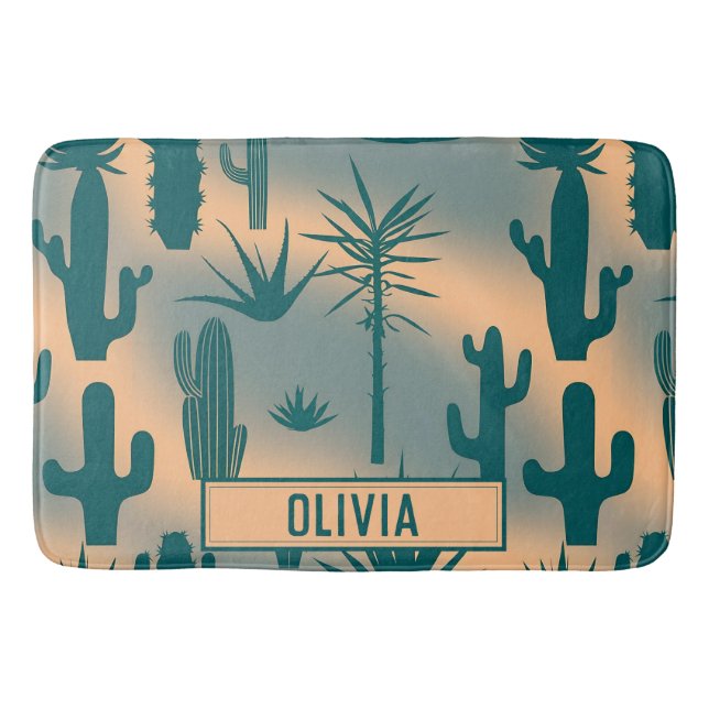 Moderne botanische Wüstenlandschaft Badematte (Vorderseite)
