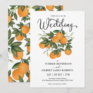 Moderne Botanische Zitrus-Orangensaft Hochzeit Einladung