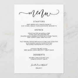 Moderne Bounce Kalligraphie Wirbel (Schwarz) Hochz Menükarte