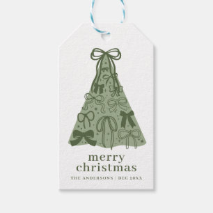 Moderne Bow Green Weihnachten Geschenkanhänger