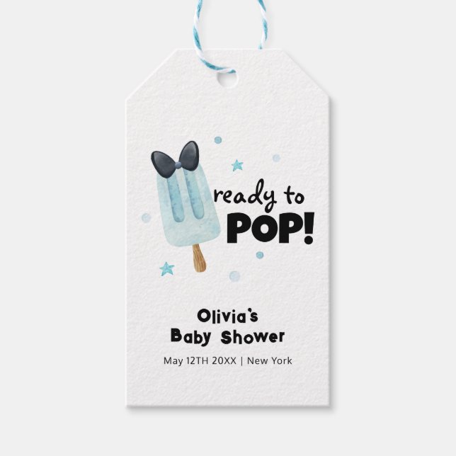 Moderne Bow Ice Cream für Pop Babydusche Geschenkanhänger (Vorderseite)