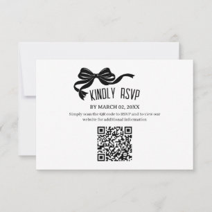 Moderne Bow RSVP-Karte mit QR-Code RSVP Karte