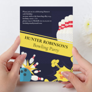 Moderne Bowling-Kinderparty macht Spaß  Einladung