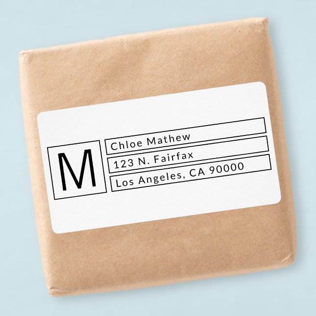 Moderne Box Monogram b&w Rücksendeadresse (Von Creator hochgeladen)