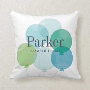 Moderne Boys Blue Balloon Bunch Rainbow Kids Kissen