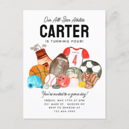 Moderne Boys Sportballs Alle Star Kindergeburtstag Postkarte