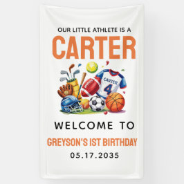 Moderne Boys Sportsäle zum 1. Geburtstag Banner