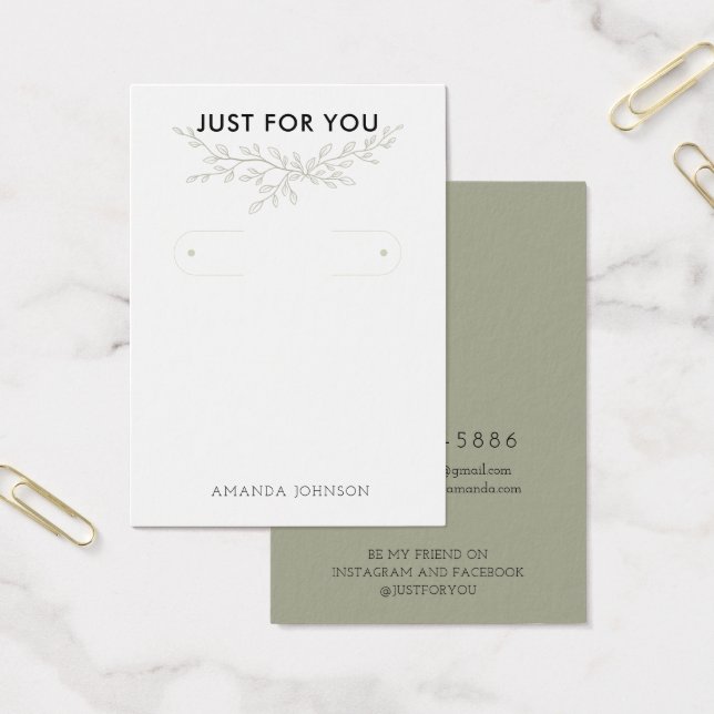 Moderne Branch Earthy Hoop Earring Display Card (Büro)