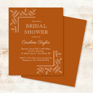 Moderne Branchen Burnt Orange Brautparty laden ein