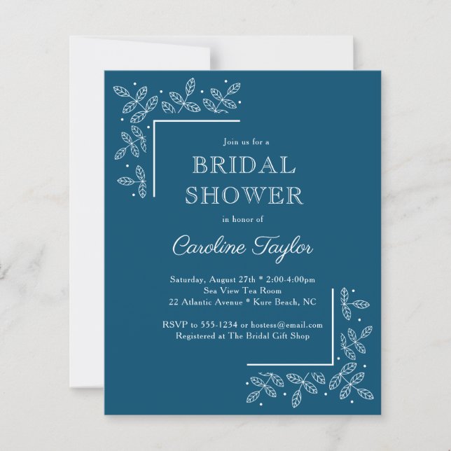 Moderne Branches Blue Bridal Dusche Einladung (Vorderseite)