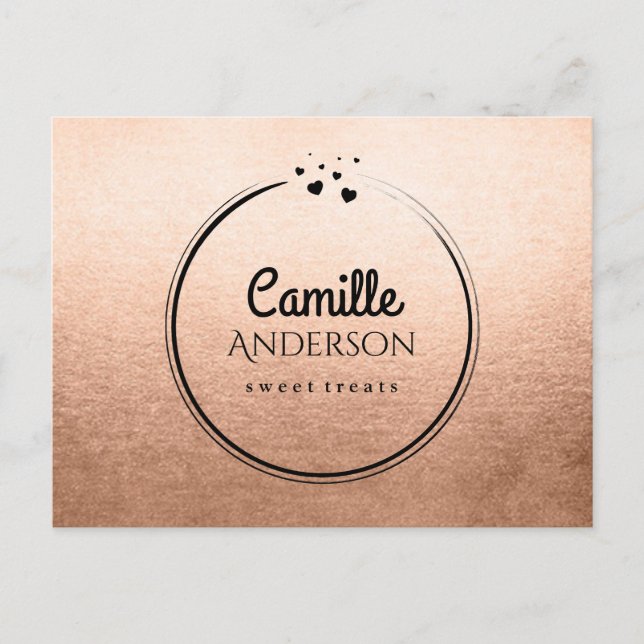 Moderne Branding-Postkarte in Rose Gold Postkarte (Vorderseite)