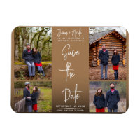 Moderne Braun 4 Fotos Save the Date Hochzeit