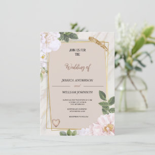 moderne Braun-Hochzeitsfeier mit Blume Einladung