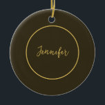 Moderne Braun- und Goldfarbkalligraphie Schlicht e Keramik Ornament<br><div class="desc">Sie können alle Informationen auf dieser Seite einfach durch Ihre eigenen Informationen ersetzen. Dafür müssen Sie nur die Personalisierungslinks auf der rechten Seite benutzen.</div>
