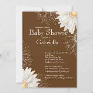 Moderne Braun & White Gerbera Daisy Babydusche Einladung