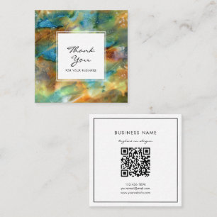 Moderne braune Aquarell-Abstrakt QRCode Danke Quadratische Visitenkarte