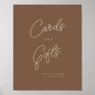 Moderne braune beige minimalistische Karten & Gesc Poster