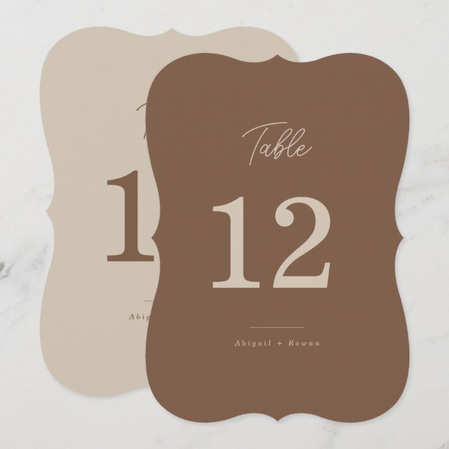Moderne braune beige zweifarbige Tischnummer (Vorne/Hinten)