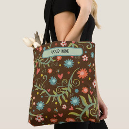 Moderne braune Blumenmuster Inspirivity Tasche