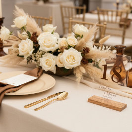 Moderne braune elegante Hochzeitstisch-Nummer Acrylschild