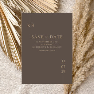 Moderne braune, elegante Monogramm-Hochzeit Save The Date