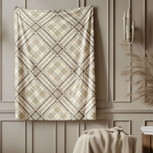 Moderne braune Elfenbein-Bettwäsche Subtile Muster Fleecedecke (Contemporary Brown Ivory Bedding Subtle Patterns Fleece Blanket)