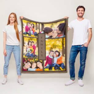 Moderne braune Familie 5 Vorlage für FotoCollage Fleecedecke