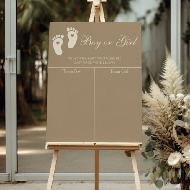 Moderne braune Fußabdrücke Geschlechtsvorhersage Poster (Von Creator hochgeladen)