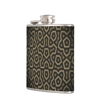 Moderne braune geometrische Muster-Vinyl-Flasche Flachmann