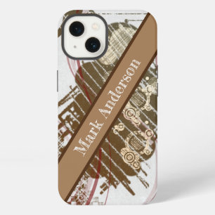 Moderne braune Grunge-Optik individuell anpassbar iPhone 13 Hülle
