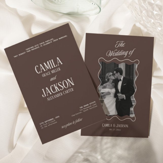 Moderne Braune Hochzeit Chocolate Brown  Einladung (Von Creator hochgeladen)