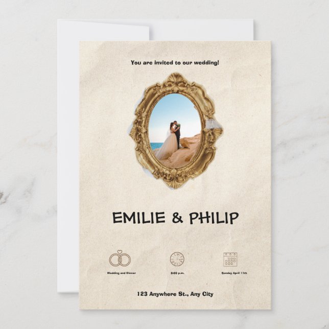 Moderne braune Hochzeitseinladung Einladung (Vorderseite)