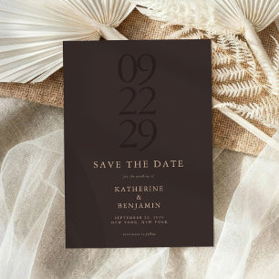 Moderne braune minimalistische Hochzeit - Heiratsa Save The Date