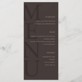 Moderne Braune Minimalistische Hochzeit Menükarte