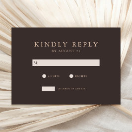 Moderne Braune Minimalistische Hochzeit RSVP Karte