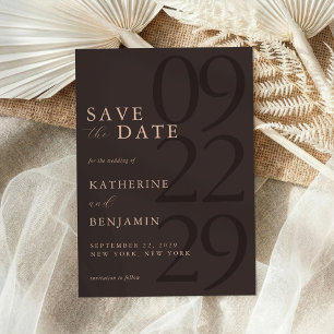 Moderne Braune Minimalistische Hochzeit Save The Date