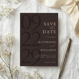 Moderne Braune Minimalistische Hochzeit Save The Date