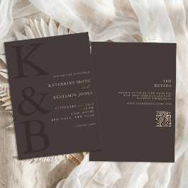 Moderne braune Monogramm-Hochzeit alles in einem Einladung