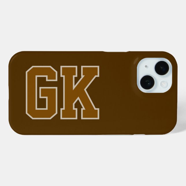 Moderne braune Monogramm-Initialen Case-Mate iPhone Hülle (Rückseite (Horizontal))