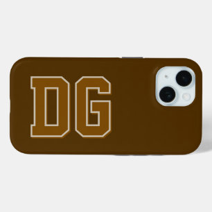 Moderne braune Monogramm-Initialen Case-Mate iPhone Hülle