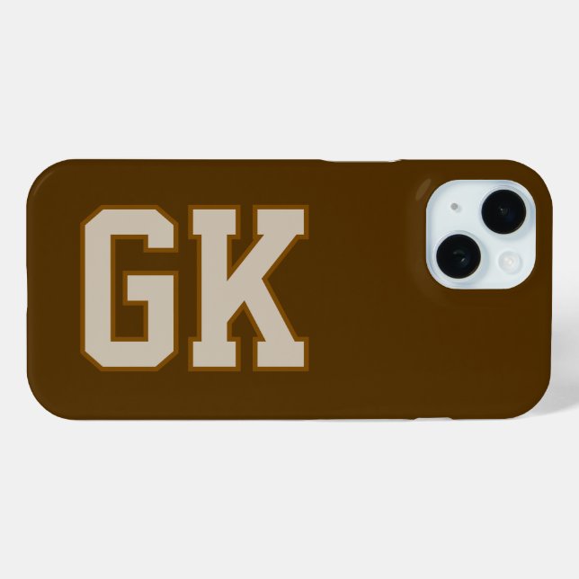 Moderne braune Monogramm-Initialen Case-Mate iPhone Hülle (Rückseite (Horizontal))