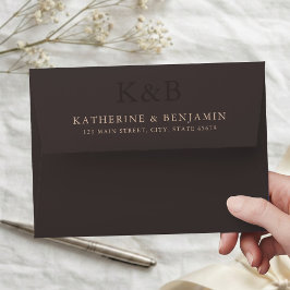 Moderne braune Monogramm-Minimalismus-Hochzeit