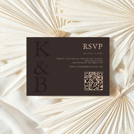 Moderne Braune Monogramm-Minimalistische Hochzeit RSVP Karte
