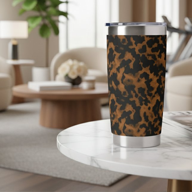 Moderne braune Schildkrötenpanzer-Optik stylish Thermobecher (Add a touch of charm to your phone with this Modern Brown Tortoise Shell Stylish Insulated Tumbler!)