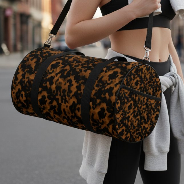 Moderne braune Schildpatt-Optik stilvoll Duffle Bag (This design features a classic, tortoise shell background!)