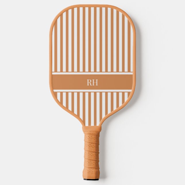 Moderne braune Streifen Elegantes Personalisiertes Pickleball Schläger (Rückseite)