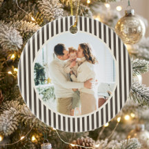 Moderne braune Streifen Weihnachtsfamilienfoto