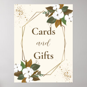 Moderne braune und cremefarbene Blumenkarten und G Poster
